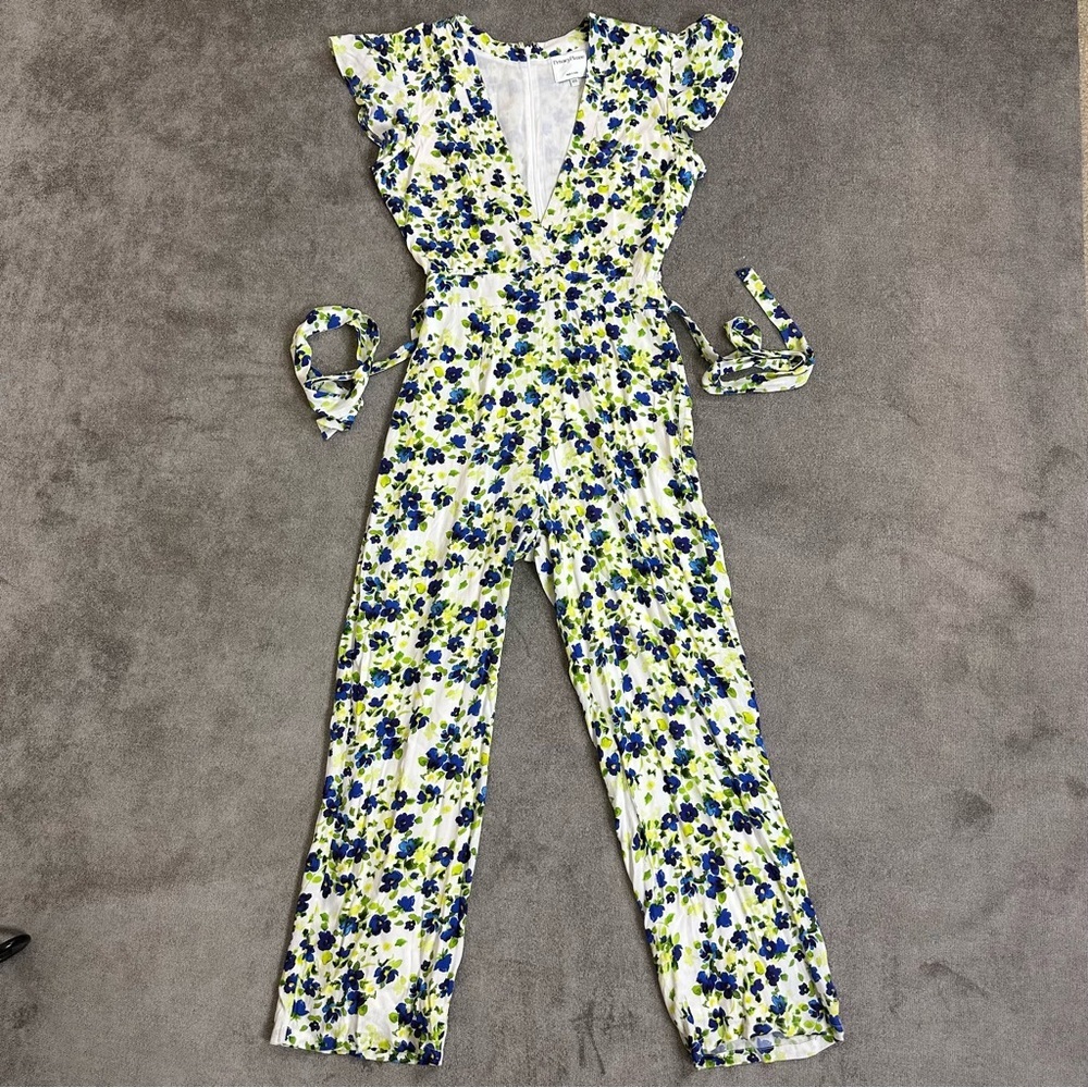 PRIVACY PLEASE White Floral Cropped Jumpsuit Size XXS - Picture 5 of 15